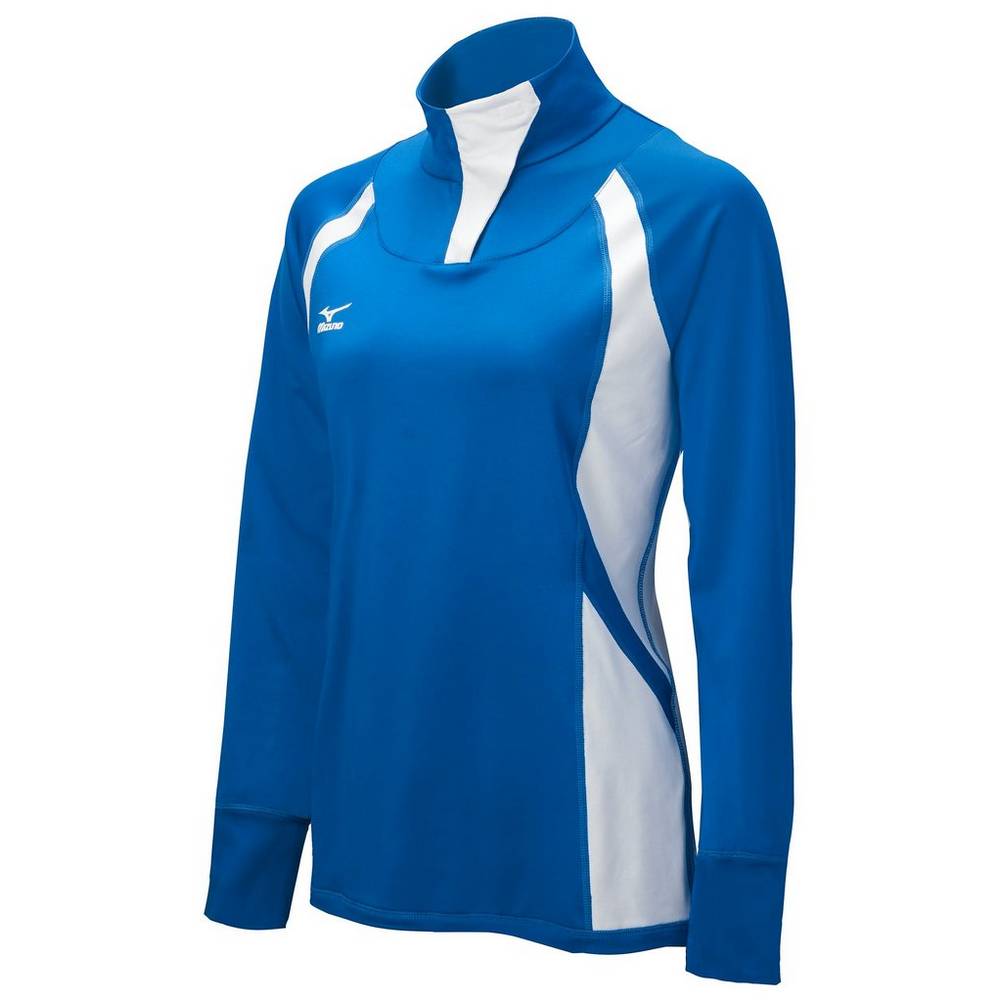 Casaco Mizuno Nine Collection: Drive Half-Zip - Mulher - Azul Marinho/Branco - ZGLCP2064